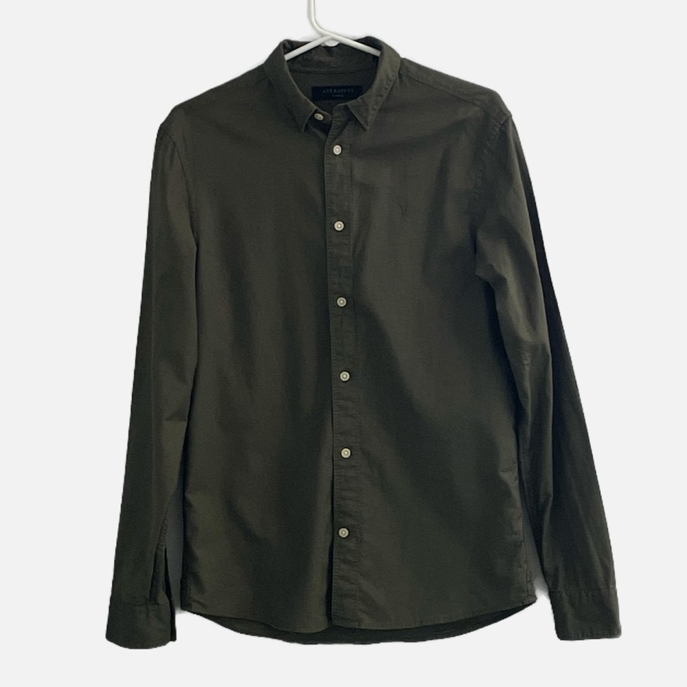 AllSaints Men’s Azur Shirt Button Down Size XS‎ Military Green - Picture 3 of 8